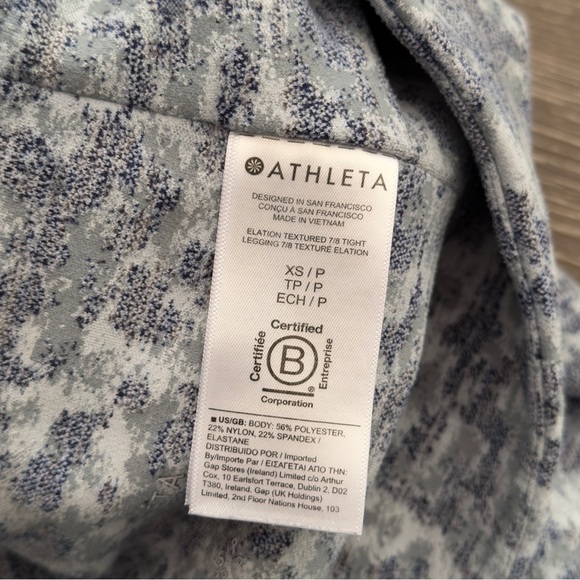 ATHLETA Elation Textured Tight XS Meadow Snowfall Blue Leggings #981657 Workout - Picture 8 of 10